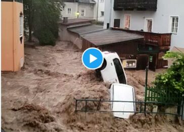 Inundațiile ajung în Austria, un râu dezlănțuit a inundat ...