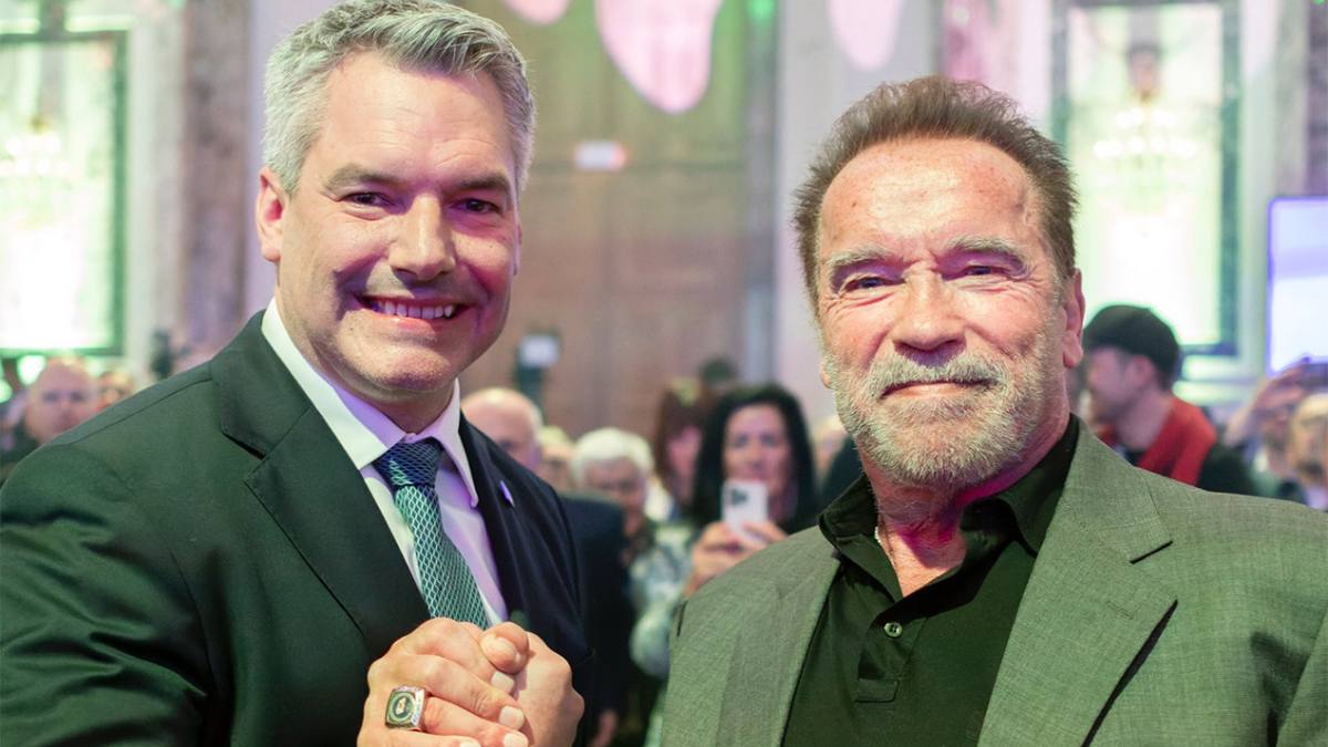 Arnold Schwarzenegger (76 ani) și cancelarul federal Karl Nehammer s-au întâlnit