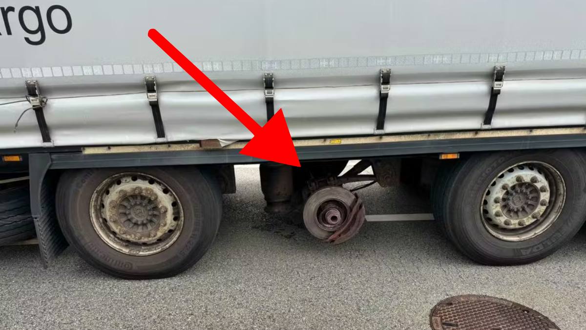 Șofer român circula fără o roată