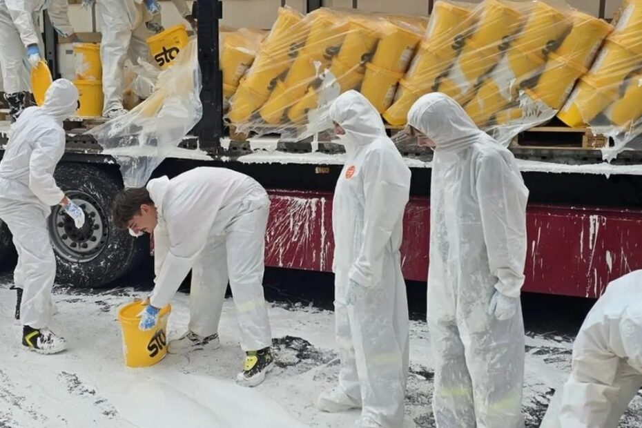 Vopsea scursă pe o autostradă foarte circulată din Austria