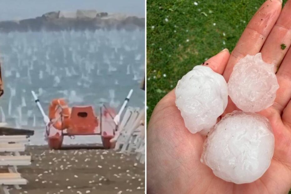 Grindină monstruoasă devastează o stațiune de vacanță populară