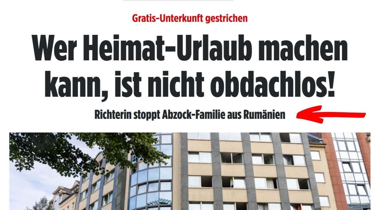 Familie de români pierde cazarea gratuită în Germania. Imagine cu titlul articolului din Bild