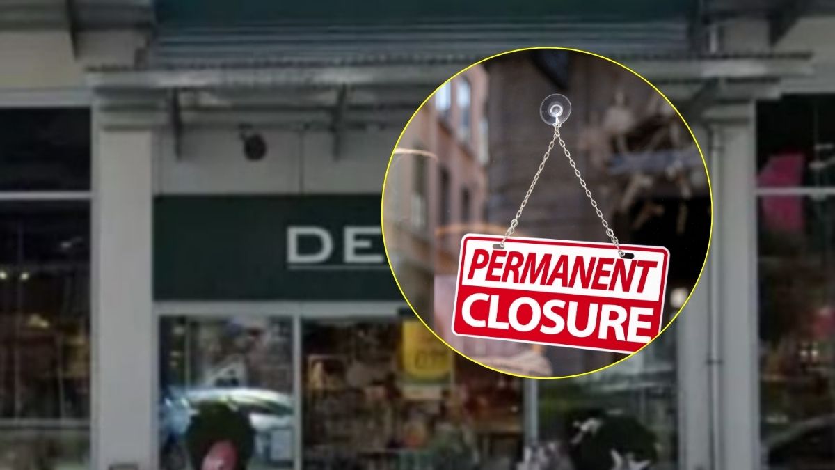 Colaj cu fațada unui magazin Depot și un anunț de închidere definitivă